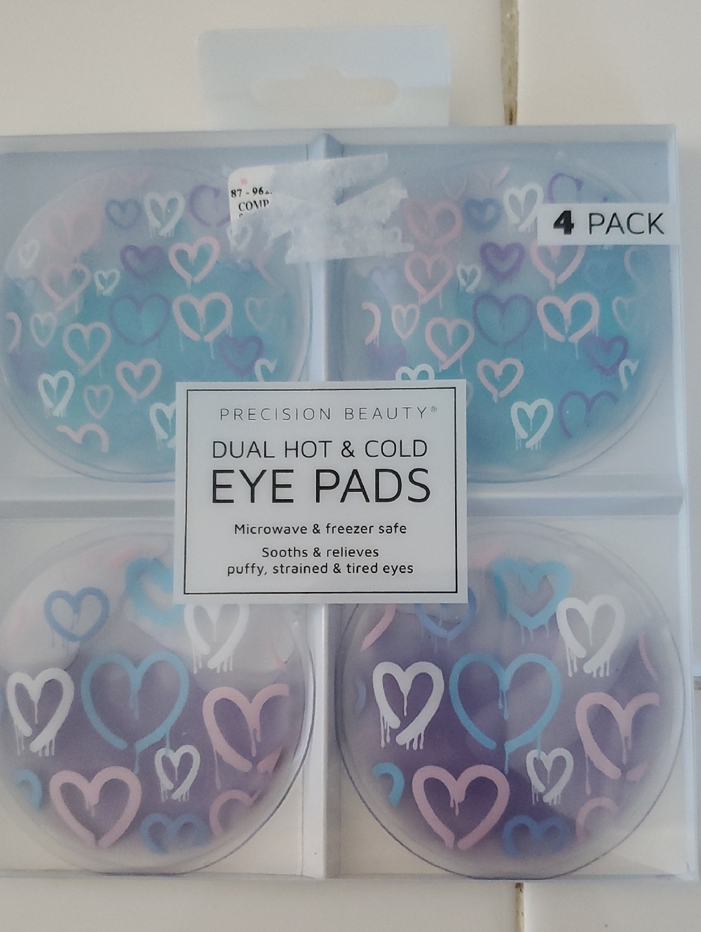 Precision Beauty Dual Hot & Cold Eye Pads - Pastel Heart Pattern